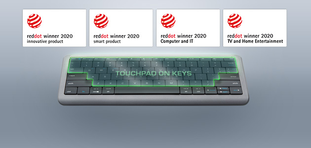 В этом году компания Prestigio представила авторитетному жюри уникальную клавиатуру-тачпад Click&Touch и выиграла сразу 4 награды премии Red Dot Design Awards 2020